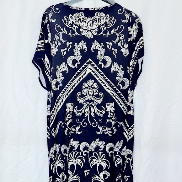 Chico's Geometric Print Navy and White Sheeth Dress - Picture 3 of 3